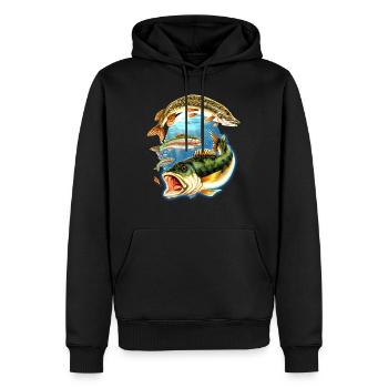 Angel Shirt Fishing 3 Fische getrennt - Männer Premium Bio Hoodie - Schwarz - Vorne - Nico (187cm)