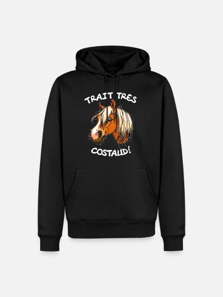 Cheval de trait comtois (texte blanc) - Sweat à capuche Premium bio Homme - noir