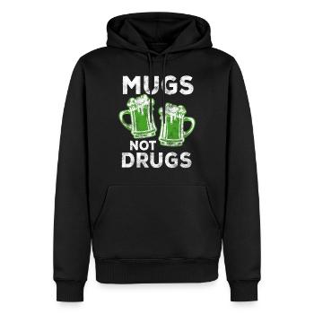 Mugs not Drugs Shirt - Cadeau de la Saint-Patrick - Sweat à capuche Premium bio Homme - noir - Devant - Nico (187cm)