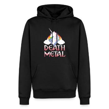 Death Metal - magical rainbow unicorn - Männer Premium Bio Hoodie - Schwarz - Vorne - Nico (187cm)