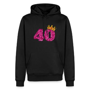Couronne de paillettes d'anniversaire de 40 ans de paillettes des années 1980 - Sweat à capuche Premium bio Homme - noir - Devant - Nico (187cm)