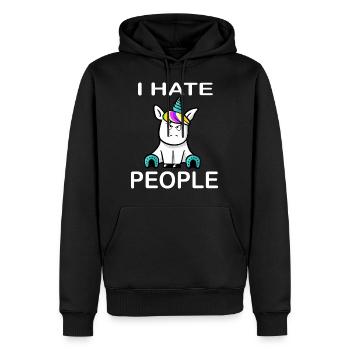 Je déteste les gens Unicorn Licorne - Sweat à capuche Premium bio Homme - noir - Devant - Nico (187cm)