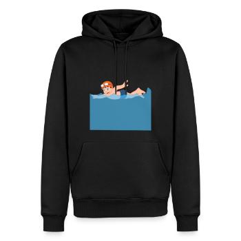 Schwimmer Comic Cartoon Wellen Meer Kraul Geschenk - Männer Premium Bio Hoodie - Schwarz - Vorne - Nico (187cm)