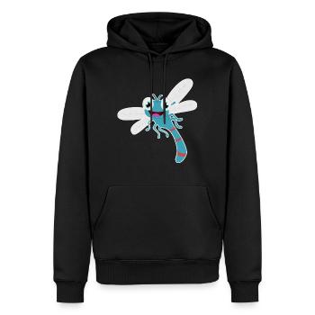 Libelle süß witzig Insekt Kawaii Comic Geschenk - Männer Premium Bio Hoodie - Schwarz - Vorne - Nico (187cm)