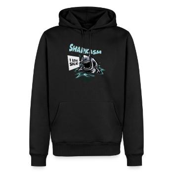 Sharkasm Lustiges Hai Geschenk für Veganer - Männer Premium Bio Hoodie - Schwarz - Vorne - Nico (187cm)