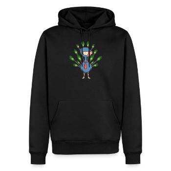 Paon lunettes de soleil cravate Bande Dessin Cool Cadeau - Sweat à capuche Premium bio Homme - noir - Devant - Nico (187cm)