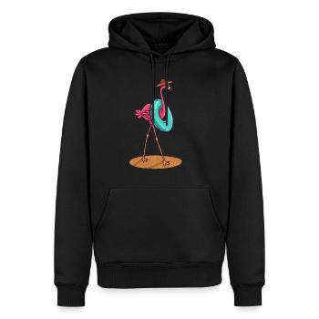 Flamingo Schwimmen Sonnenhut Schwimmreif Geschenk - Männer Premium Bio Hoodie - Schwarz - Vorne - Nico (187cm)