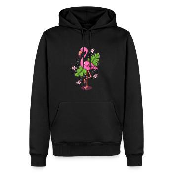 Flamingo Blätter Comic Monstera Blume Geschenk - Männer Premium Bio Hoodie - Schwarz - Vorne - Nico (187cm)