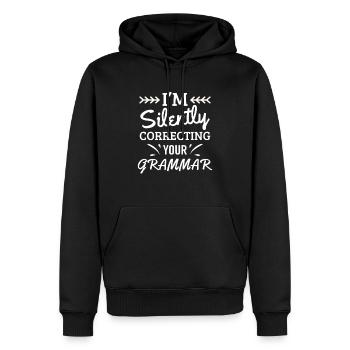I'm silently correcting your Grammar - teacher - Männer Premium Bio Hoodie - Schwarz - Vorne - Nico (187cm)
