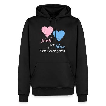 Pink Or Blue We Love Baby Geburt Schwangerschaft - Männer Premium Bio Hoodie - Schwarz - Vorne - Nico (187cm)