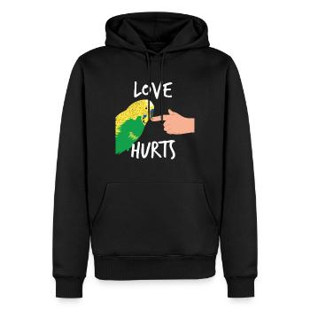 Budgie T-Shirt Perroquet cadeau drôle - Sweat à capuche Premium bio Homme - noir - Devant - Nico (187cm)