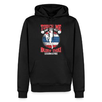 Muay Thai Thaiboxen Kickboxen MMA Shirt - Männer Premium Bio Hoodie - Schwarz - Vorne - Nico (187cm)