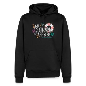 Au revoir l'école Hello Pool Gift School Summer - Sweat à capuche Premium bio Homme - noir - Devant - Nico (187cm)