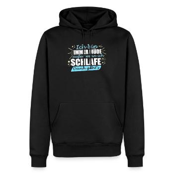 Ich bin immer müde, außer wenn ich schlafe - Männer Premium Bio Hoodie - Schwarz - Vorne - Nico (187cm)