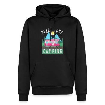 Peace Love Camping Camp de vacances Camping gratuit - Sweat à capuche Premium bio Homme - noir - Devant - Nico (187cm)