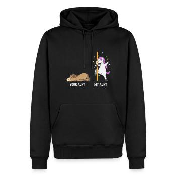 Einhorn Pferd Deine Tante Meine Tante Geschenk EN - Männer Premium Bio Hoodie - Schwarz - Vorne - Nico (187cm)