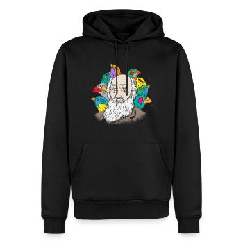 Charles Darwin Portrait Gift Evolution - Sweat à capuche Premium bio Homme - noir - Devant - Nico (187cm)