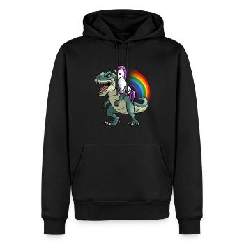 Einhorn Dinosaurier T-Rex Regenbogen Geschenk - Männer Premium Bio Hoodie - Schwarz - Vorne - Nico (187cm)