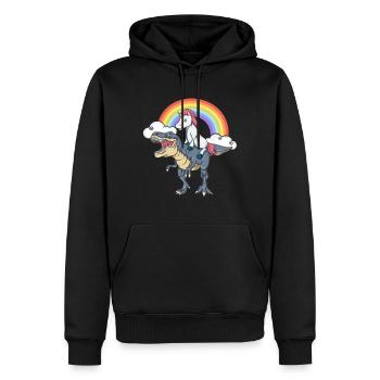 Einhorn Dinosaurier T-Rex Regenbogen Geschenk - Männer Premium Bio Hoodie - Schwarz - Vorne - Nico (187cm)