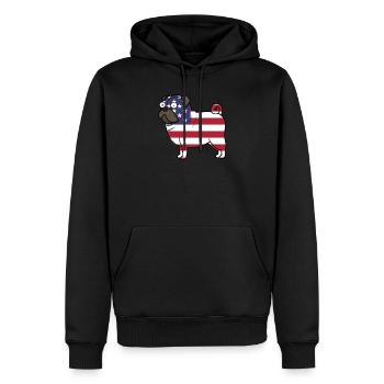 American Flag Pug - Männer Premium Bio Hoodie - Schwarz - Vorne - Nico (187cm)