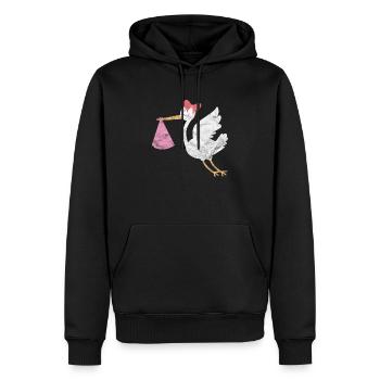 Cigogne bébé oiseau cigogne blanche - Sweat à capuche Premium bio Homme - noir - Devant - Nico (187cm)