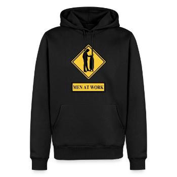 Men at work Geschenk Idee Männer Hausarbeit Bügeln - Männer Premium Bio Hoodie - Schwarz - Vorne - Nico (187cm)