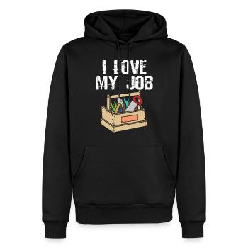 Menuisier couvre-toit charpentier travail métier carpenter - Sweat à capuche Premium bio Homme - noir - Devant - Nico (187cm)
