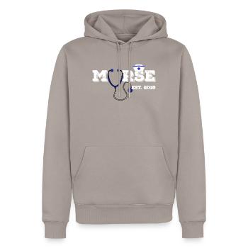 Murse est. 2018 Infirmière - Sweat à capuche Premium bio Homme - taupe - Devant - Nico (187cm)