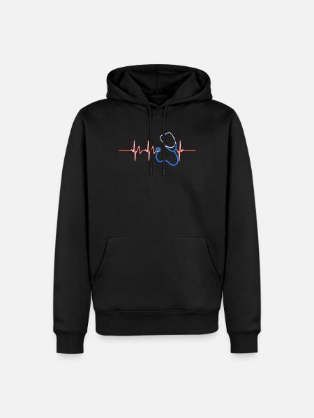 Doktor Herzschlag - Männer Premium Bio Hoodie - Schwarz