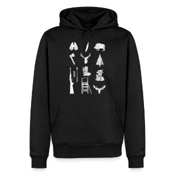 Chemise binoculaire de chasseur de sanglier de cerf - Sweat à capuche Premium bio Homme - noir - Devant - Nico (187cm)