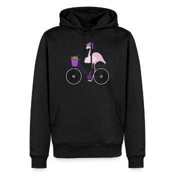 Flamingo riding a bike - Männer Premium Bio Hoodie - Schwarz - Vorne - Nico (187cm)