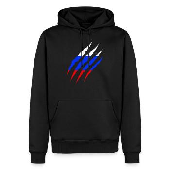 Drapeau de la Russie fan football Coupe du monde - Sweat à capuche Premium bio Homme - noir - Devant - Nico (187cm)