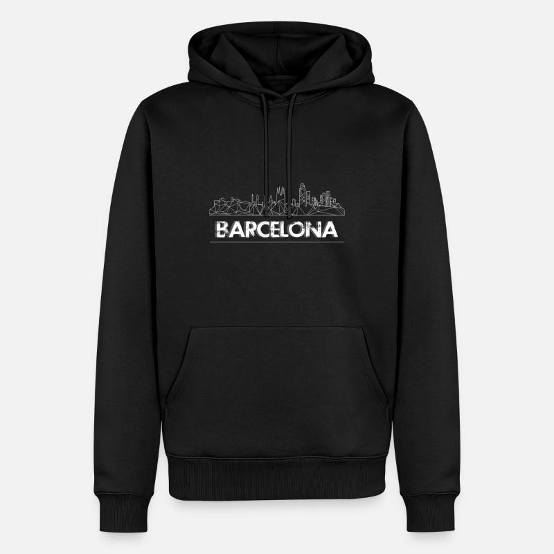 Doublure Skyline de Barcelone - Sweat à capuche Premium bio Homme - noir