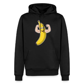 Cadeau de biceps de bodybuilding de muscle de force de banane - Sweat à capuche Premium bio Homme - noir - Devant - Nico (187cm)