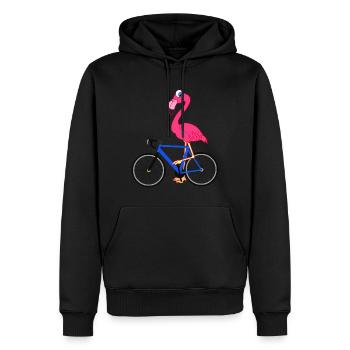 Flamingo Fahrrad Rennrad Comic Kawaii Geschenk - Männer Premium Bio Hoodie - Schwarz - Vorne - Nico (187cm)