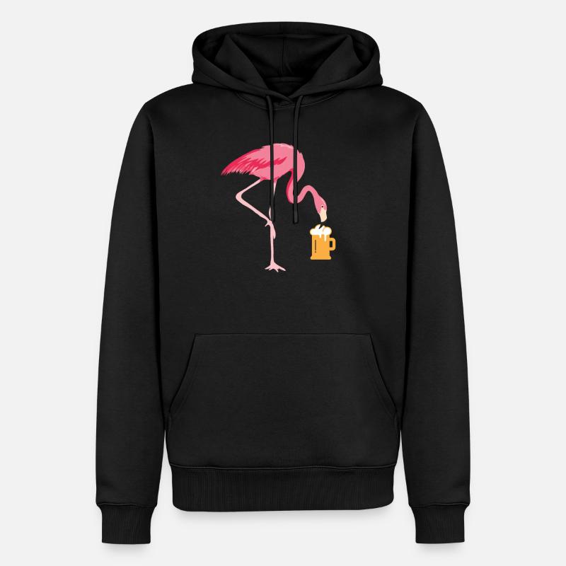 Flamingo Bier - Männer Premium Bio Hoodie - Schwarz
