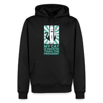 Funny Political Cat Is Smarter Than The President - Men’s Premium Organic Hoodie - black - Front - Nico (187cm)