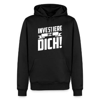 Investiere in dich - Männer Premium Bio Hoodie - Schwarz - Vorne - Nico (187cm)