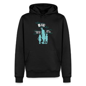Père fille amour fils héros héros cadeau du père - Sweat à capuche Premium bio Homme - noir - Devant - Nico (187cm)