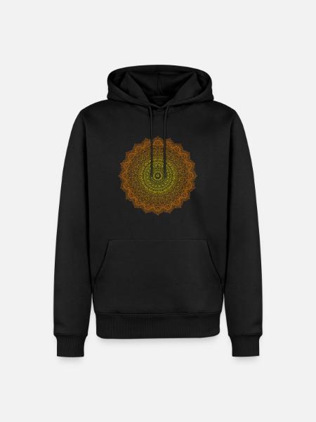 Yogi, Prana mandala orange - Men’s Premium Organic Hoodie - black