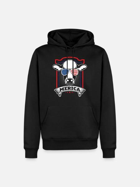 Amerikanische Patriot-Kuh - Männer Premium Bio Hoodie - Schwarz