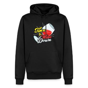 Time To Wine Down Wine Lovers T Shirt Cadeau - Sweat à capuche Premium bio Homme - noir - Devant - Nico (187cm)