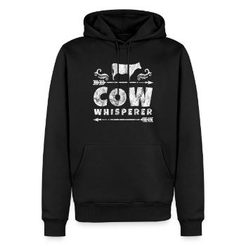Vache Whisperer cadeau vache Whisperer vaches paysan - Sweat à capuche Premium bio Homme - noir - Devant - Nico (187cm)