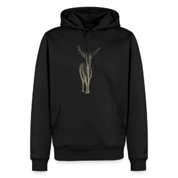 Hirsch Elch Natur Jagd Jagen Jäger Hunter Abstrakt - Männer Premium Bio Hoodie - Schwarz - Vorne - Nico (187cm)