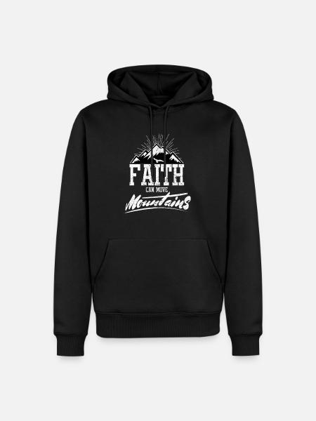 Faith Can Move Mountains - Männer Premium Bio Hoodie - Schwarz