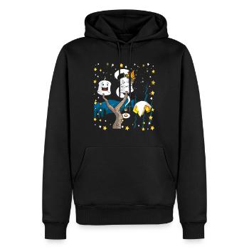 Happy Camper Marshmallow Lagerfeuer Geschenk Shirt - Männer Premium Bio Hoodie - Schwarz - Vorne - Nico (187cm)