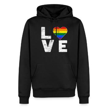 LGBT Pride Regenbogenfarbe Liebe Herz Gay Pride - Männer Premium Bio Hoodie - Schwarz - Vorne - Nico (187cm)