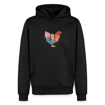 Poulet Polygon - Sweat à capuche Premium bio Homme - noir - Devant - Nico (187cm)