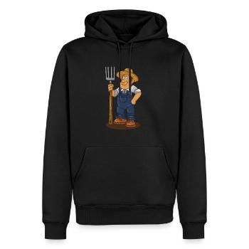 Bauer Landwirt Comic Heugabel Cartoon Geschenk - Männer Premium Bio Hoodie - Schwarz - Vorne - Nico (187cm)