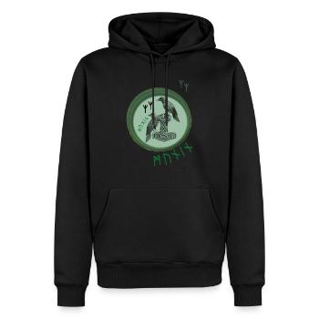 Thor Hammer Mjölnir avec Odin Ravens Hugin et Munin - Sweat à capuche Premium bio Homme - noir - Devant - Nico (187cm)